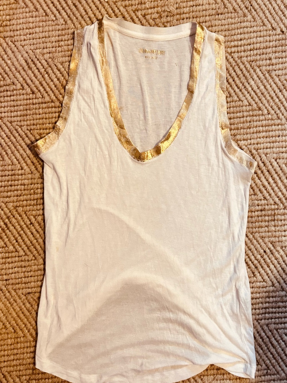 Zadig & Voltaire Cream Crewneck Sweater with Gold Logo